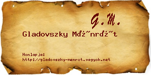Gladovszky Ménrót névjegykártya